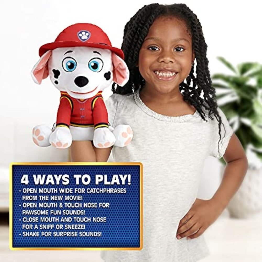 Paw Patrol The Movie Marshall Play & Say Interactive Hand Puppet Plush Fire Dog